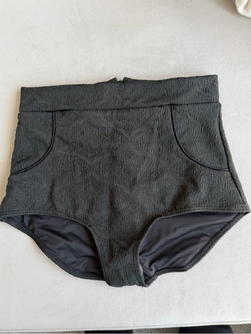 FREE PEOPLE Seea Georgia High-Waisted Surf Black Bikini Bottoms sz M nwot - Picture 2 of 6